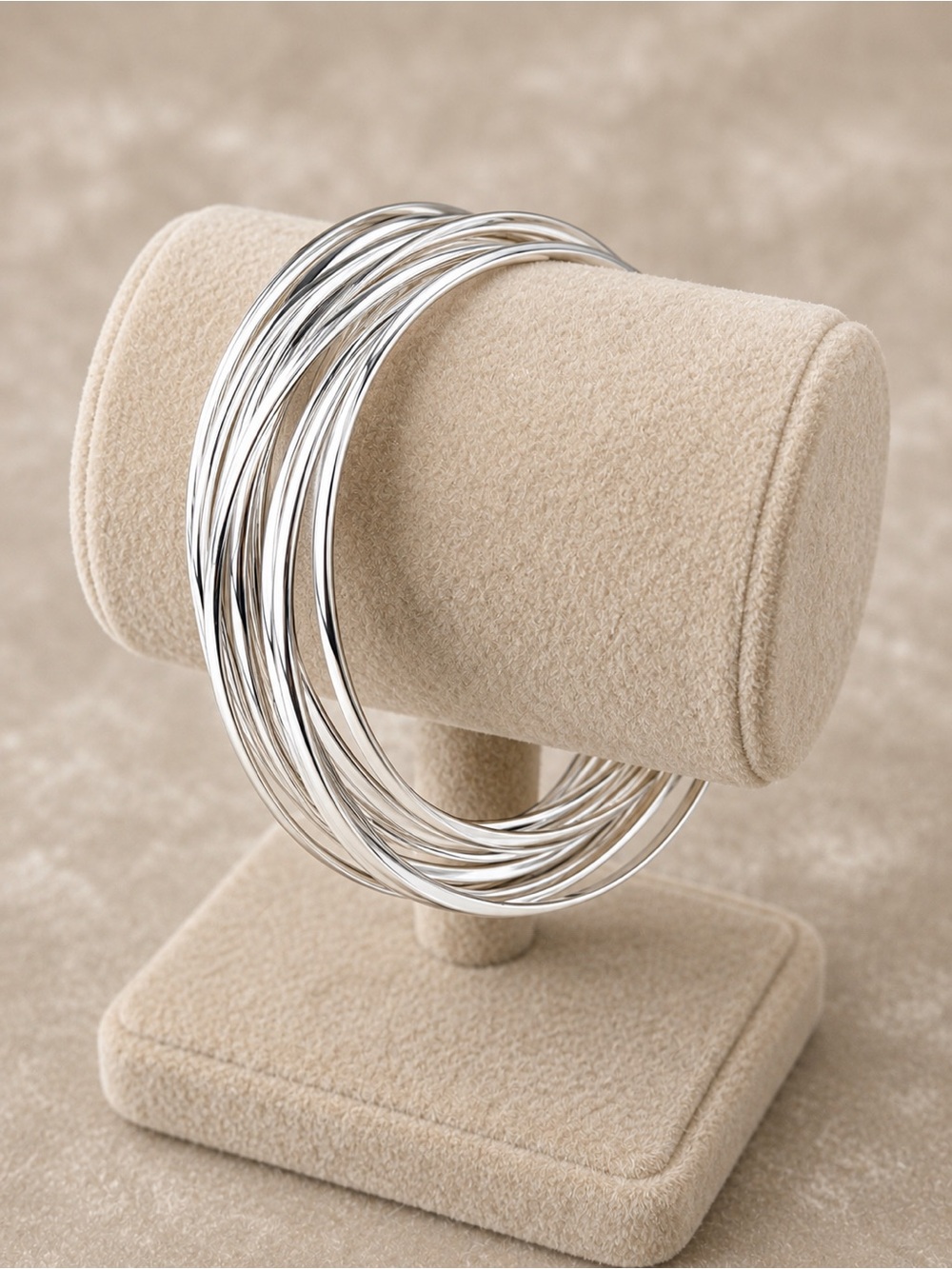 10-Piece Silver Tone Bangle Bracelet Set – Layered Stackable Statement Jewelry